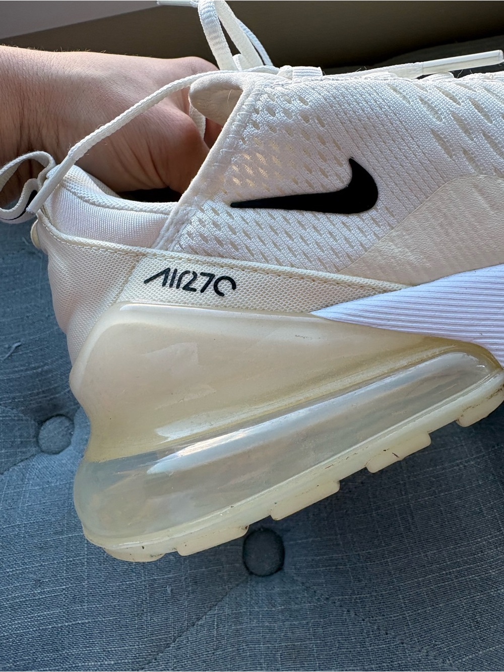 Nike Air Max 270 Running Shoes Sneakers Sail/Coconut Milk/Pale Ivory/Black Mens - Picture 14 of 15